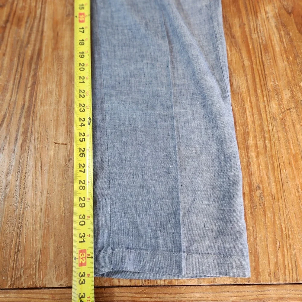 Territory Ahead Men's Sz 40x33 Blue Chambray Linen‎ Spandex Flat Front Chinos